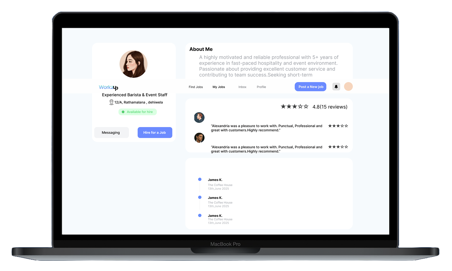 Profile and ratings screen